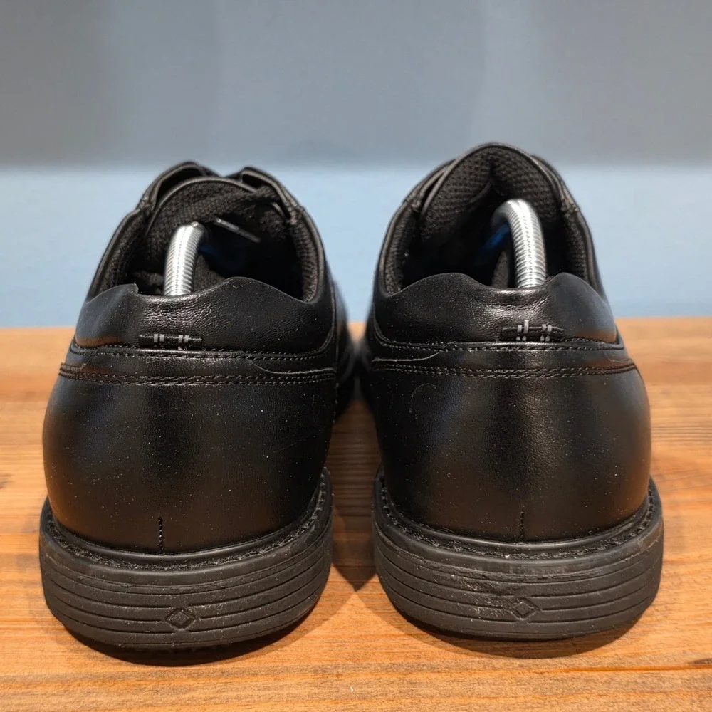 Nunn Bush Mens Wade Work Oxford Black Leather Slip‎ Resistant Shoes Size 11